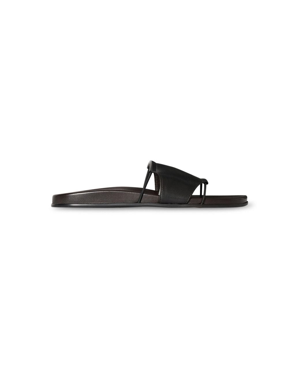 The Row Black Vivienne Leather Slide Sandals