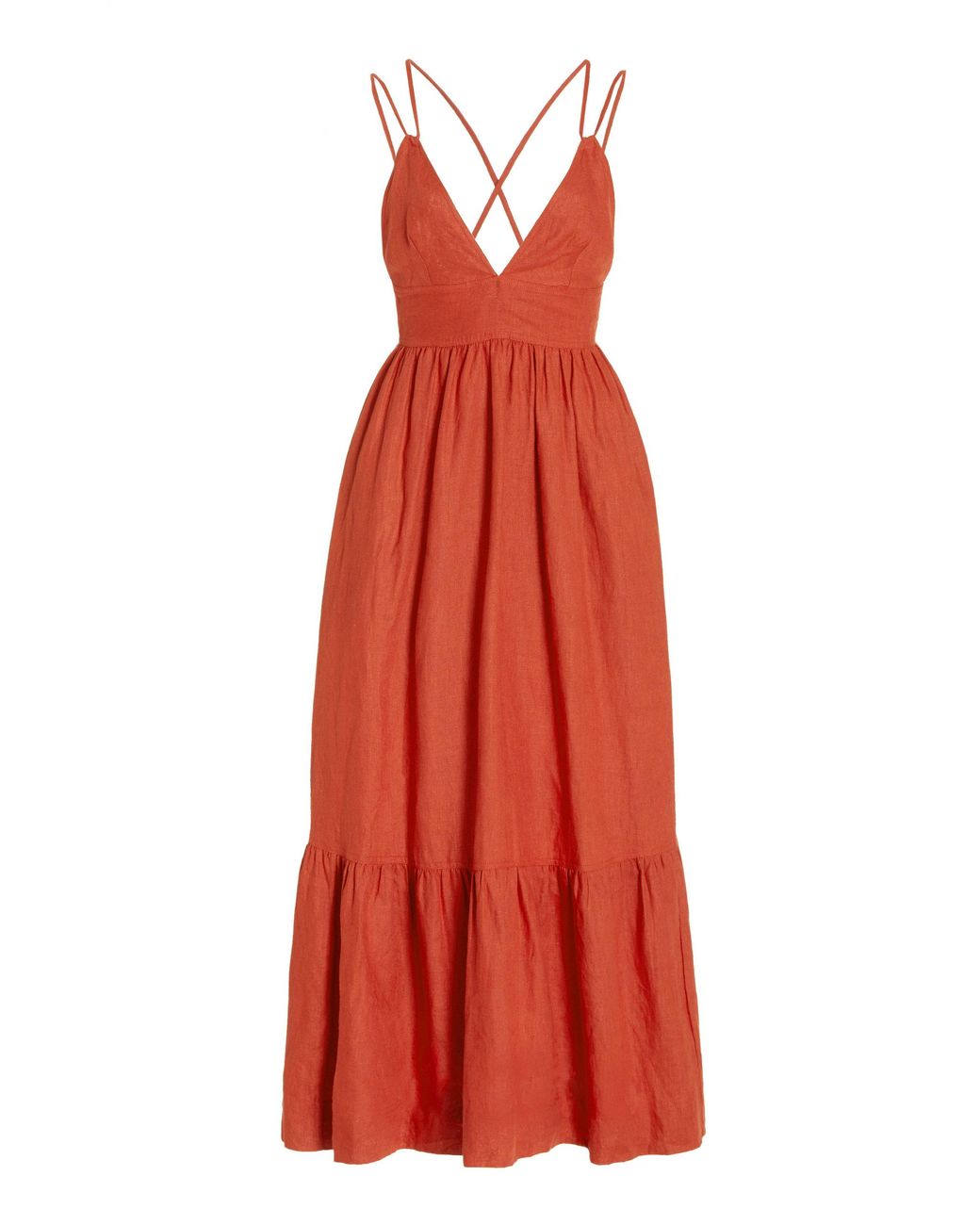 Posse Exclusive Lotus Tiered Linen Maxi Dress - Lyst
