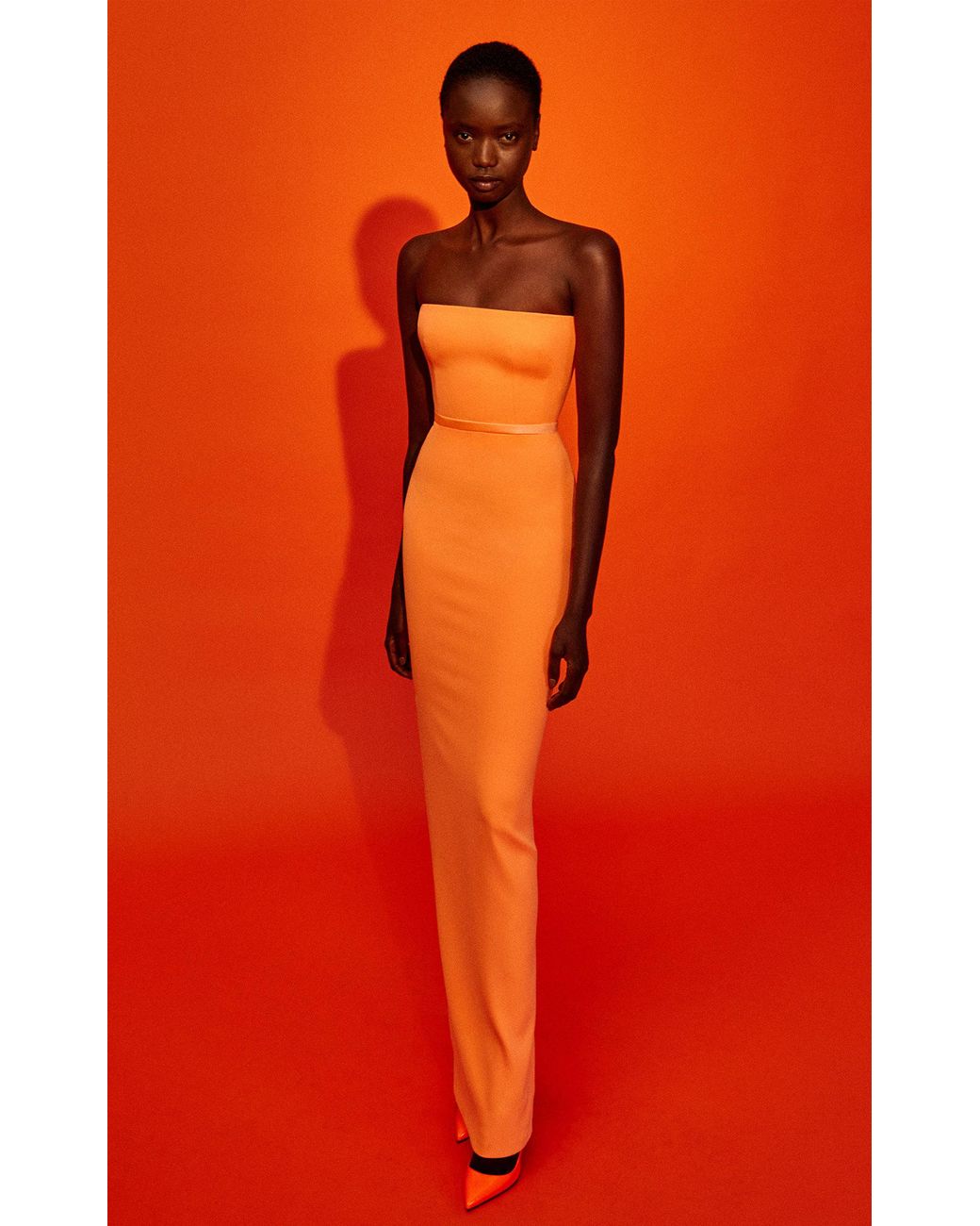 Alex Perry Cassidy Satin crepe Strapless Column Gown in Orange Lyst