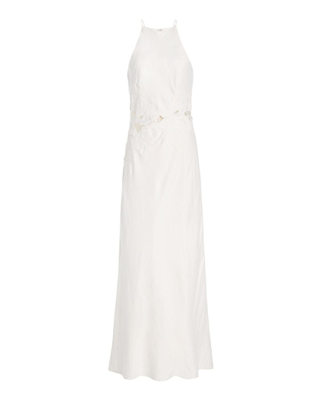 Significant Other White Idette Floral-Appliquéd Linen-Blend Maxi Dress