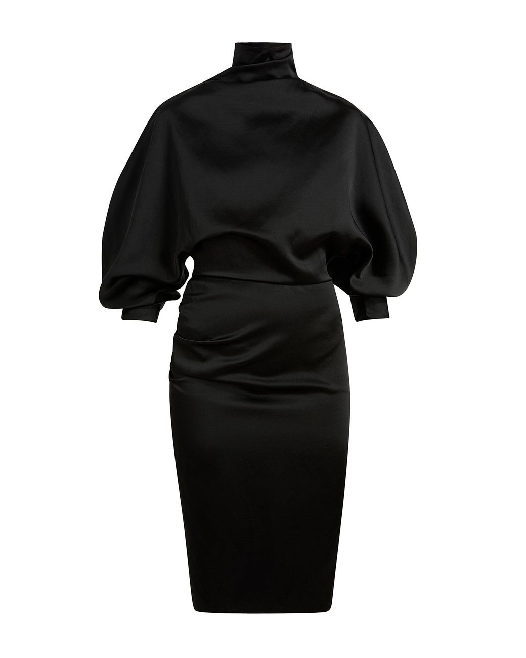 Khaite Black Harlin Crushed Satin Midi Dress