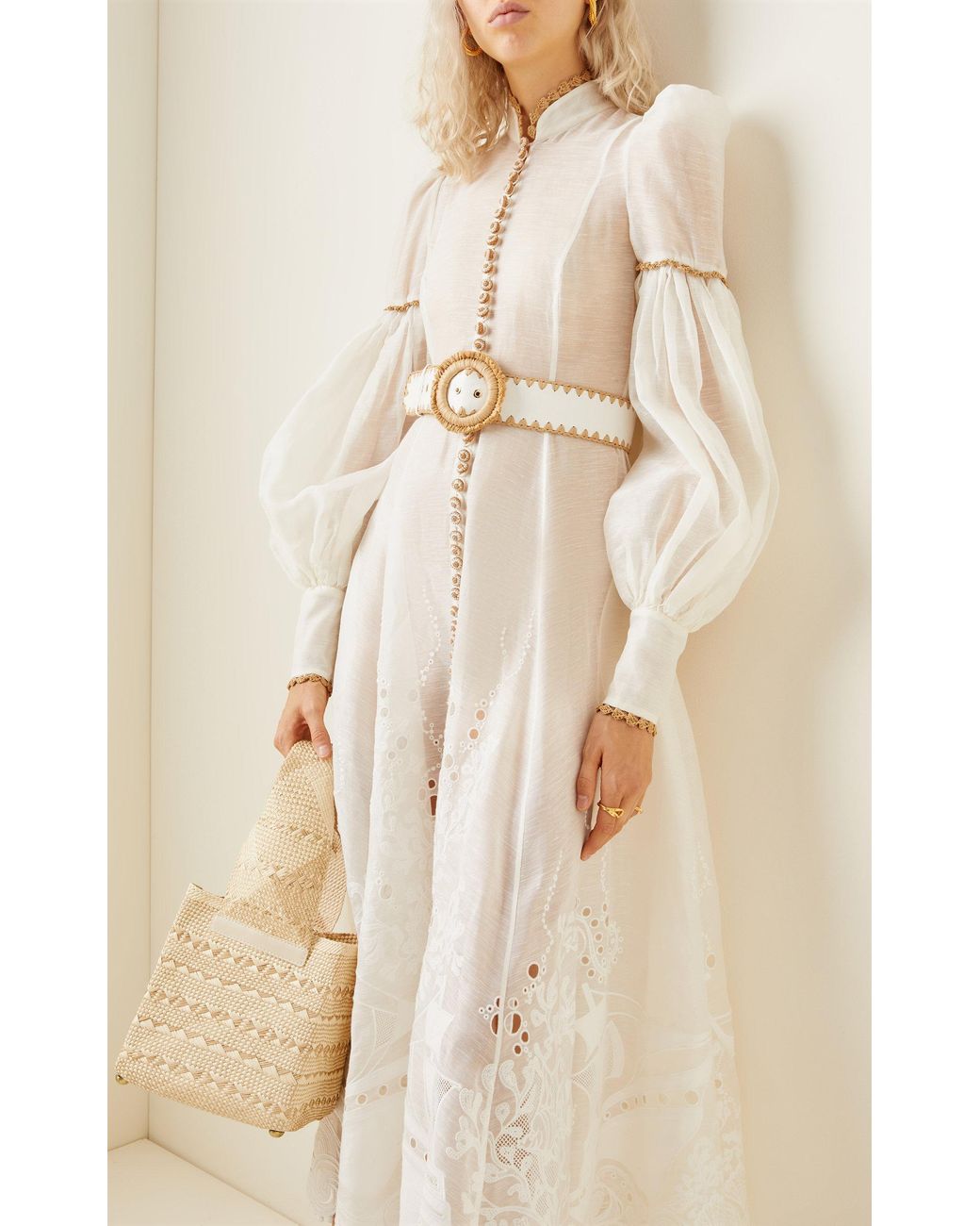 Zimmermann Postcard Crochet-trimmed Broderie Anglaise Linen-silk Midi Dress  in White | Lyst