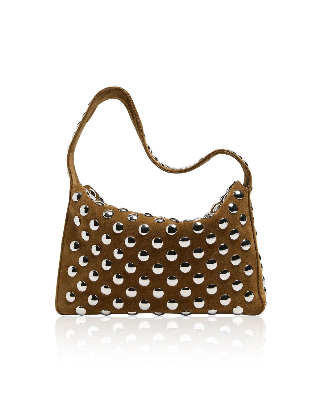 Khaite Brown Elena Studded Suede Shoulder Bag