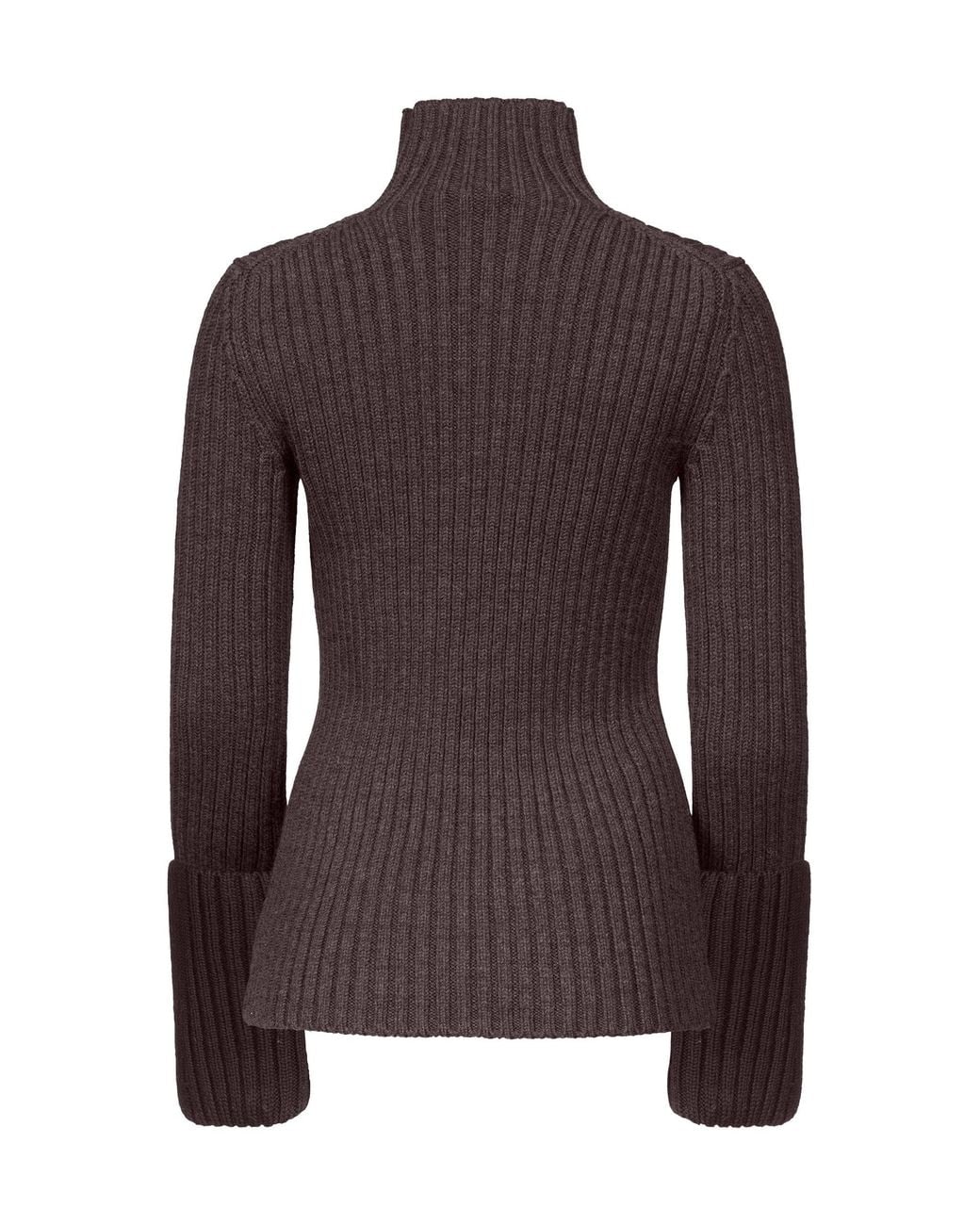 FFORME Brown Astrid Ribbed-Knit Wool Sweater