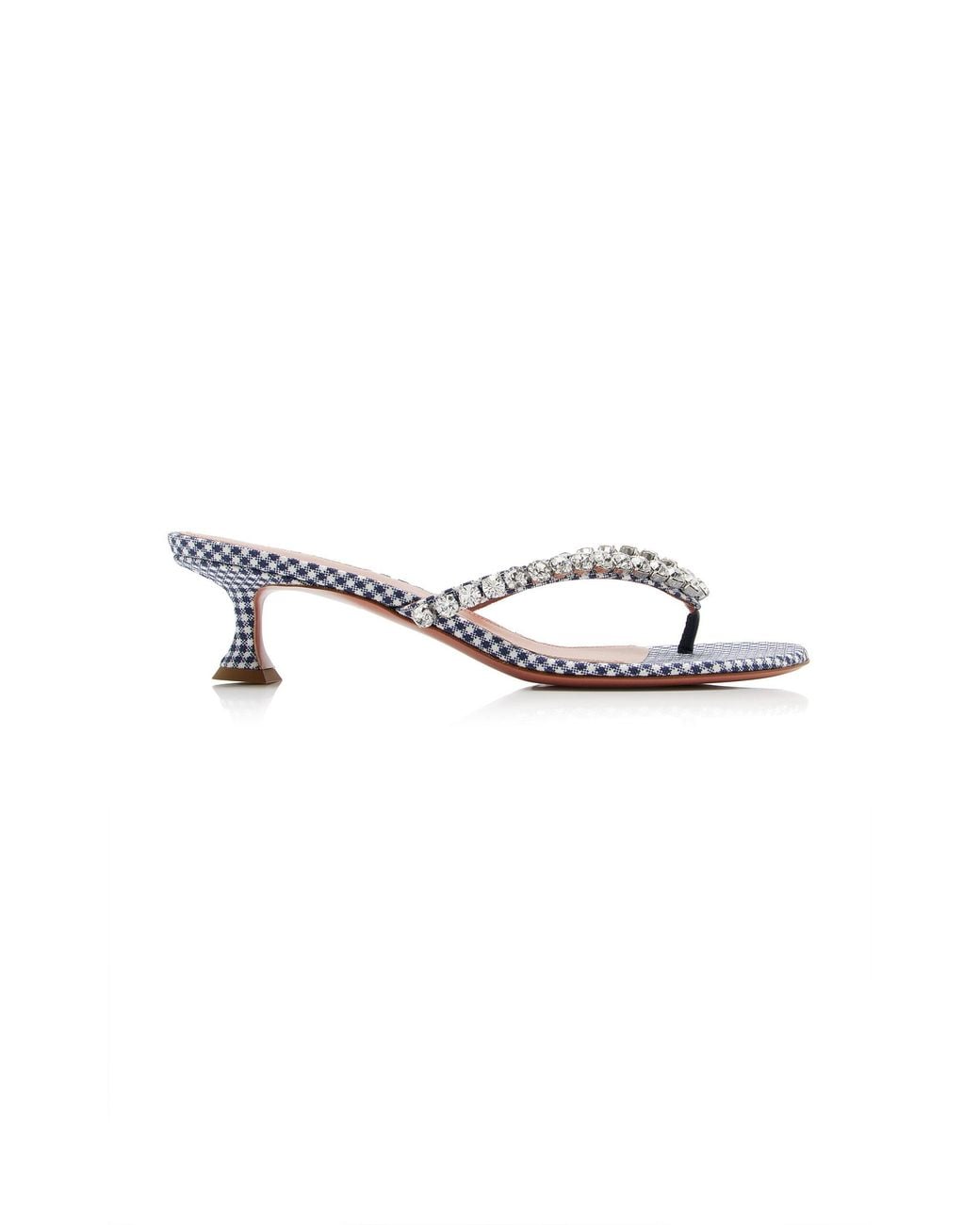 AMINA MUADDI Blue Gigi Crystal Gingham Thong Sandals