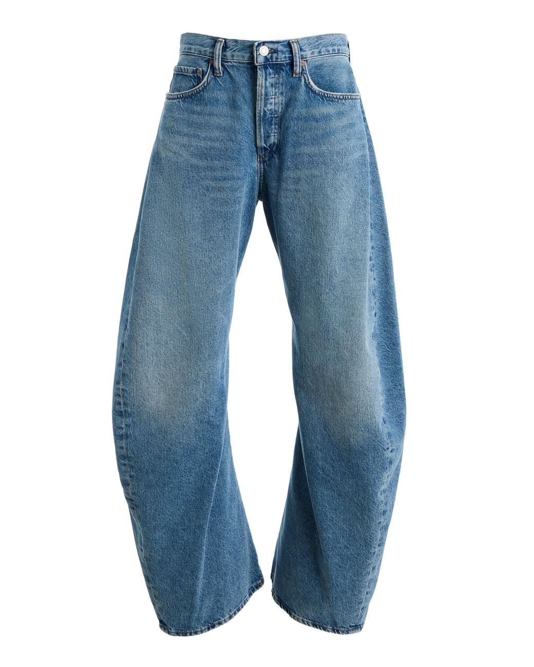 Agolde Blue Spiral Rigid Mid-Rise Barrel-Leg Jeans