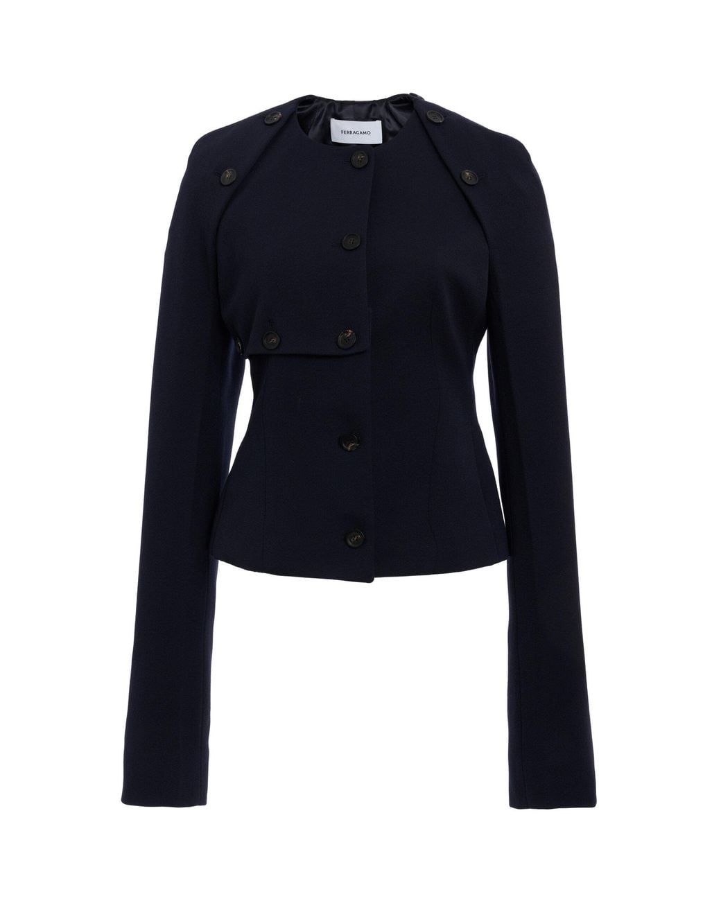 Ferragamo Blue Single-Breasted Wool Jacket