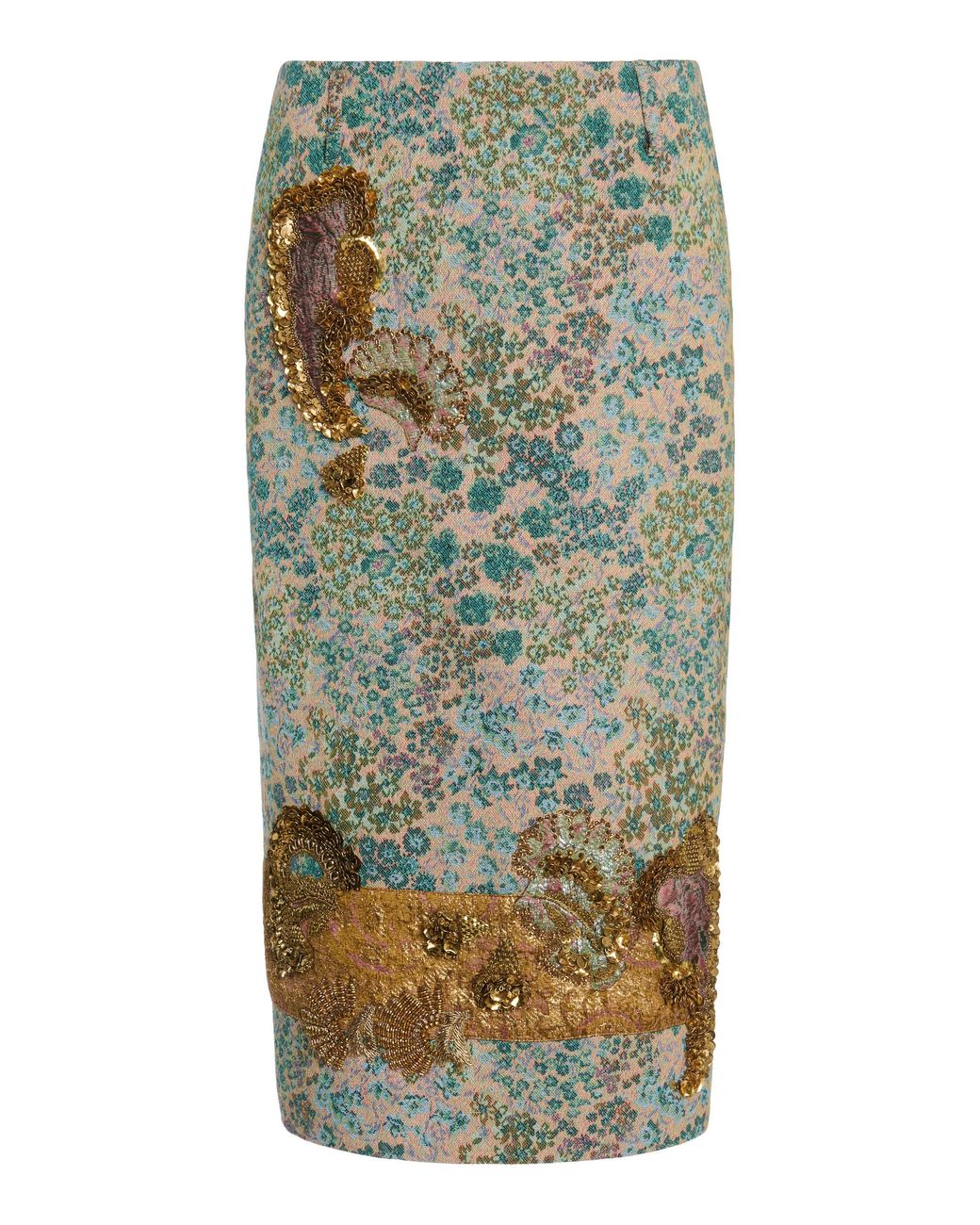 Dries Van Noten Green Sentista Embellished Midi Skirt