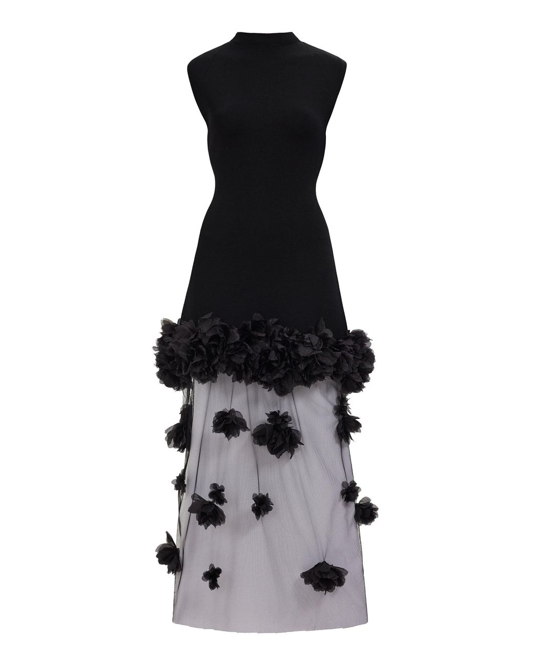 Aje. Black Fleura Knitted Midi Dress