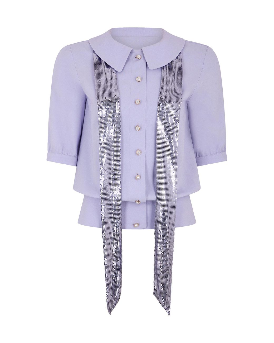 Rabanne Blue Metallic-Tie Blouse