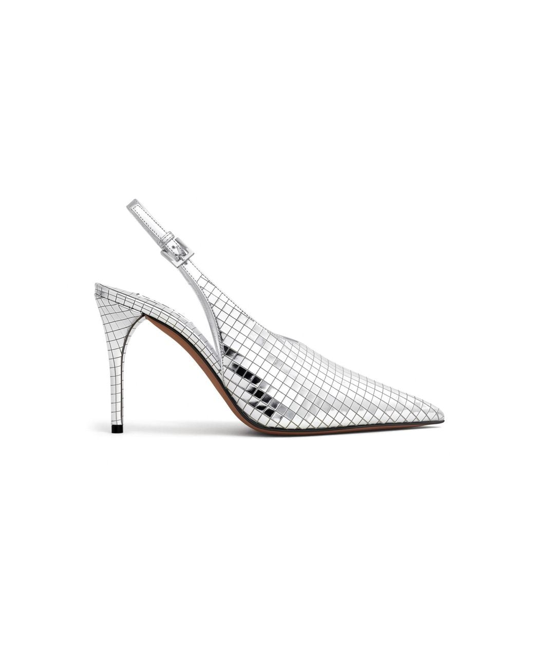 Alaïa White Metallic Leather Slingback Pumps