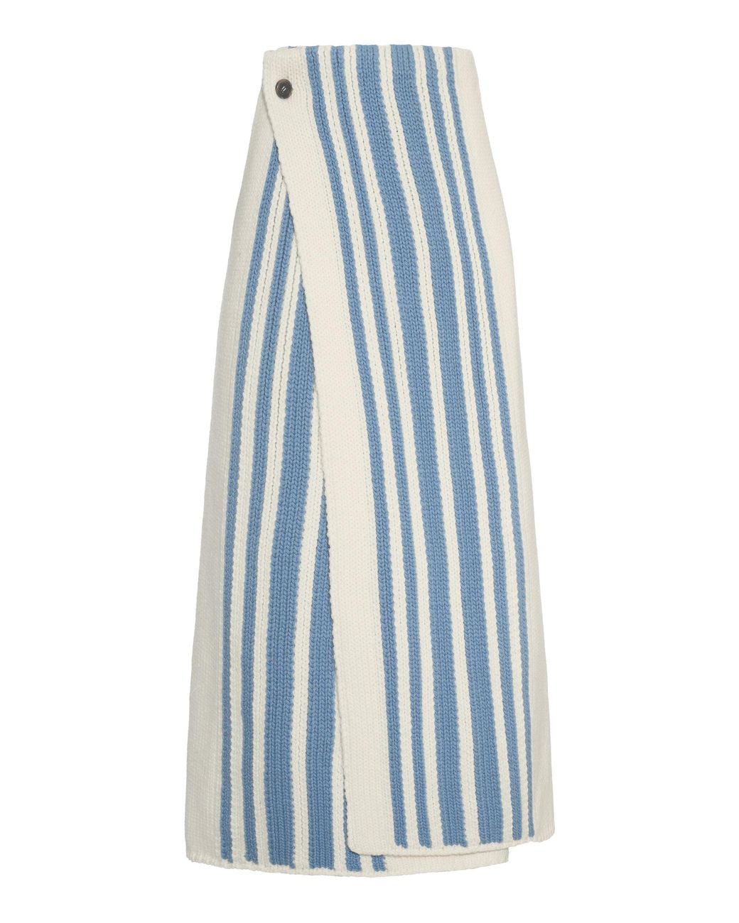Malo Blue Virgin Wool-Cashmere Intarsia Wrap Skirt