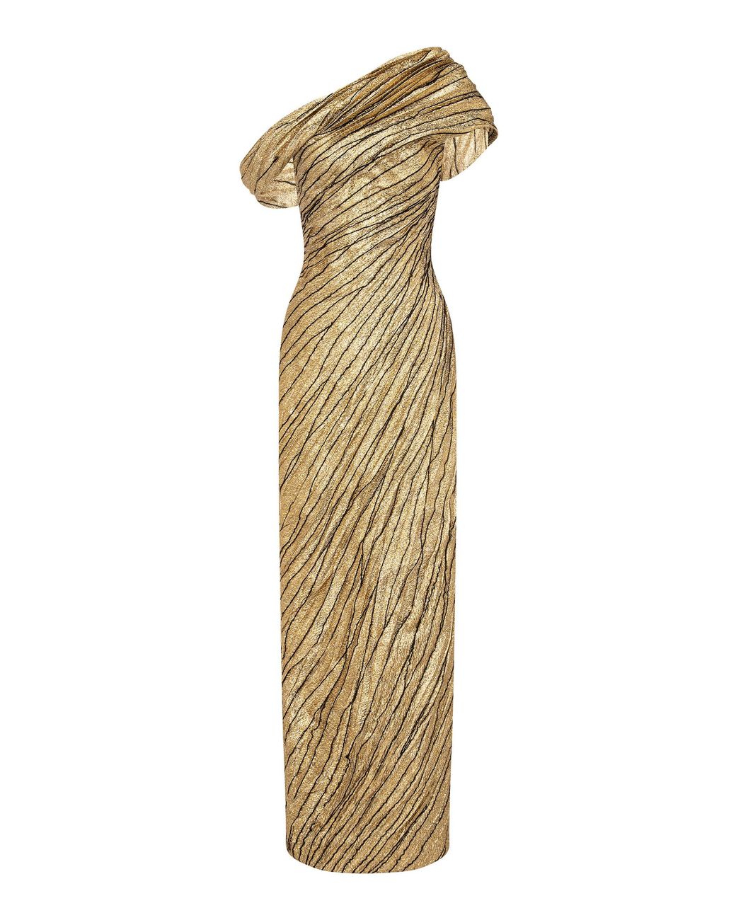 Marmar Halim Metallic Off-Shoulder Lamé Gown