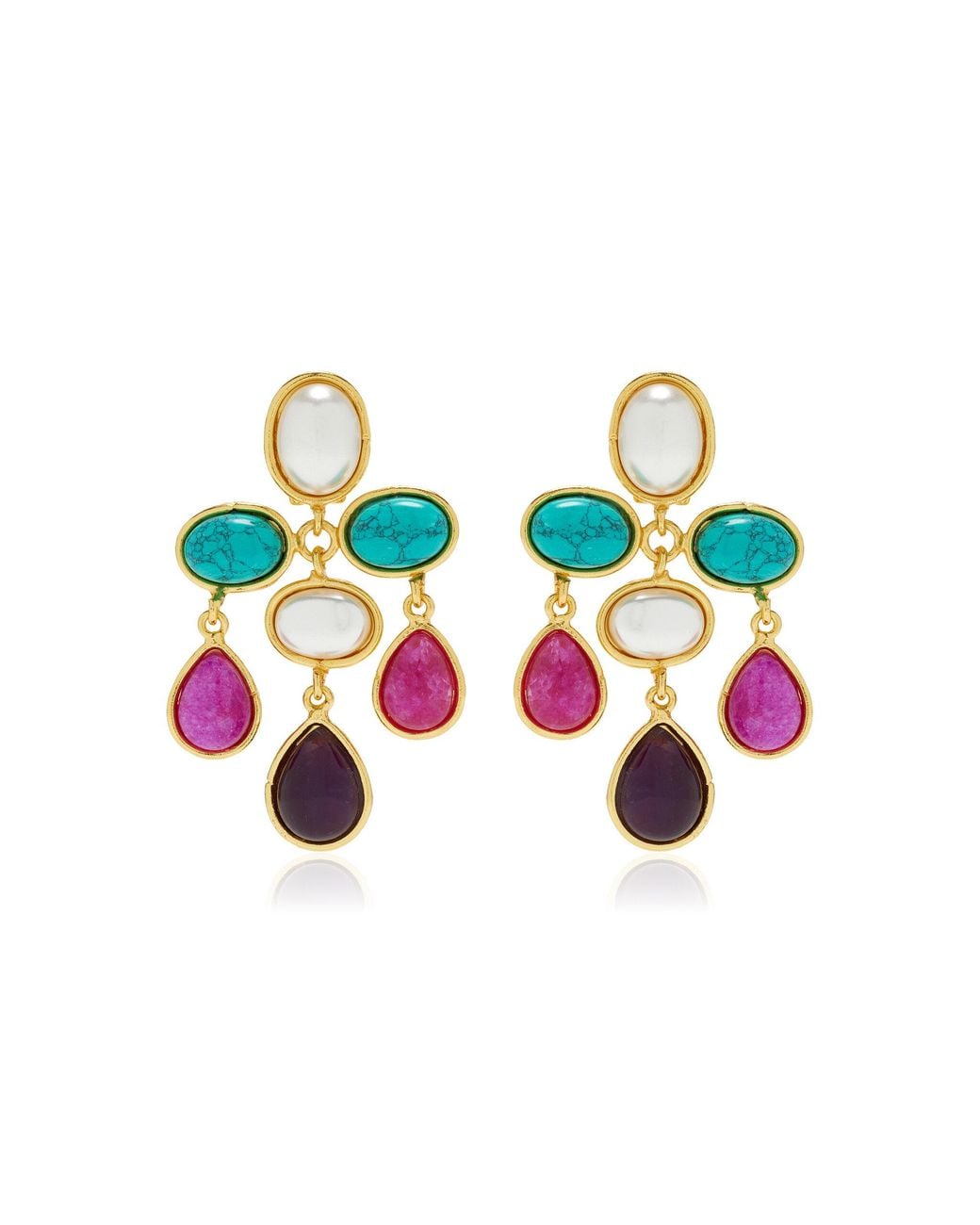 Sylvia Toledano White Valse 22k Gold-plated Brass Multi-stone Earrings