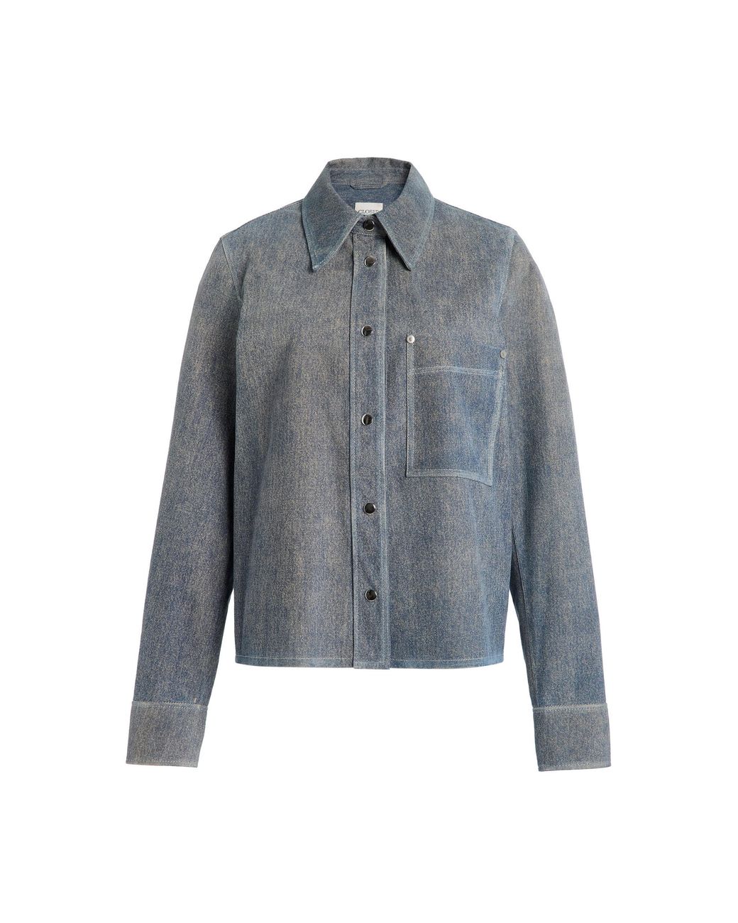 Closed Blue Slim Denim-Printed Suede Jacket