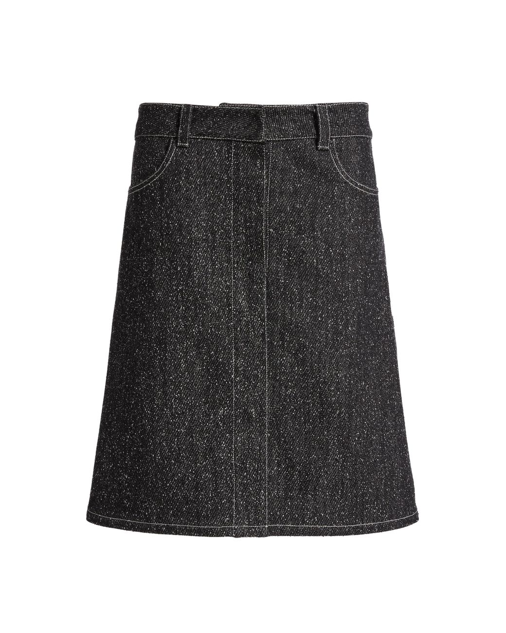 Courreges Black Denim Tweed Pencil Skirt