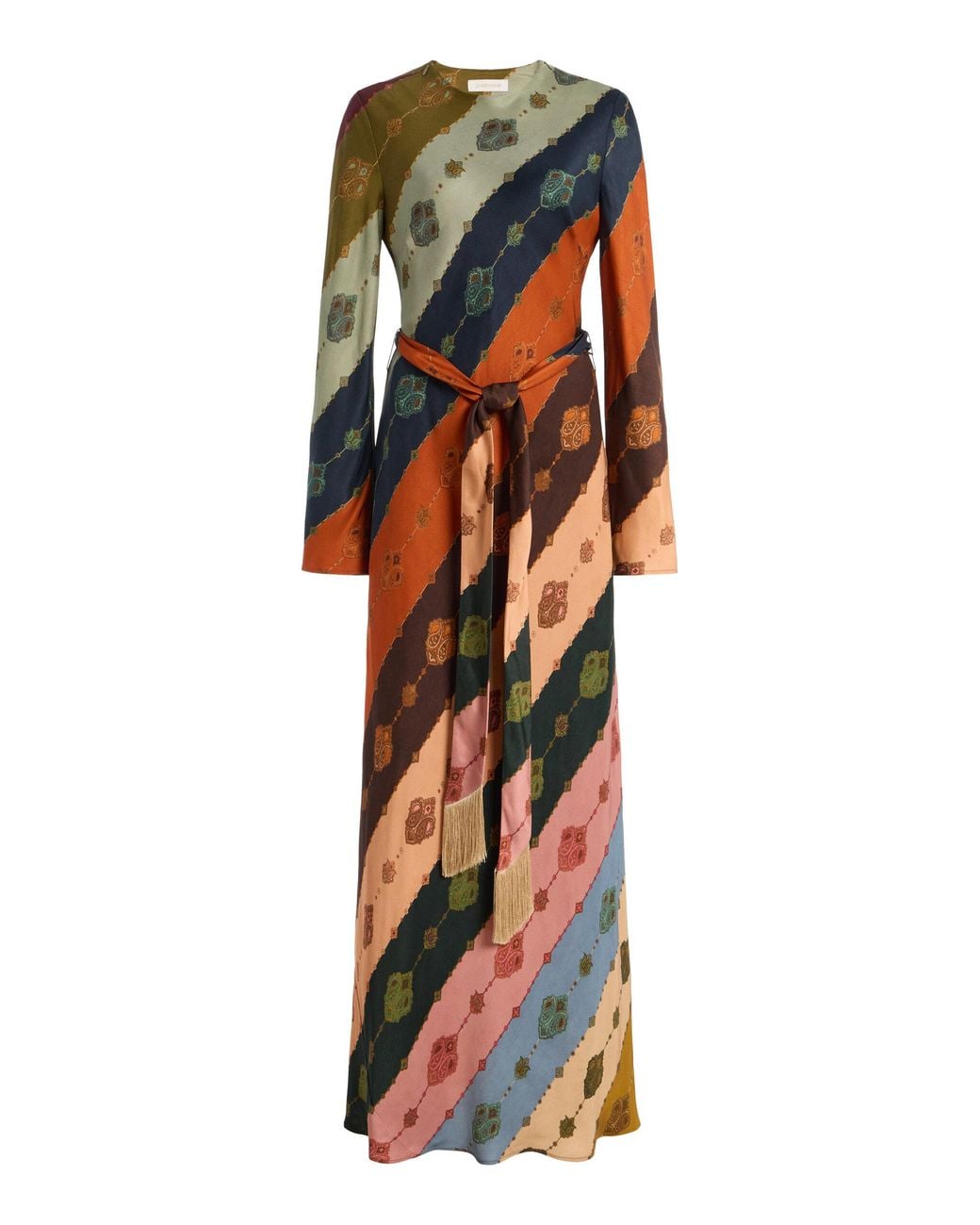 Zimmermann Orange Ascent Printed Twill Maxi Dress