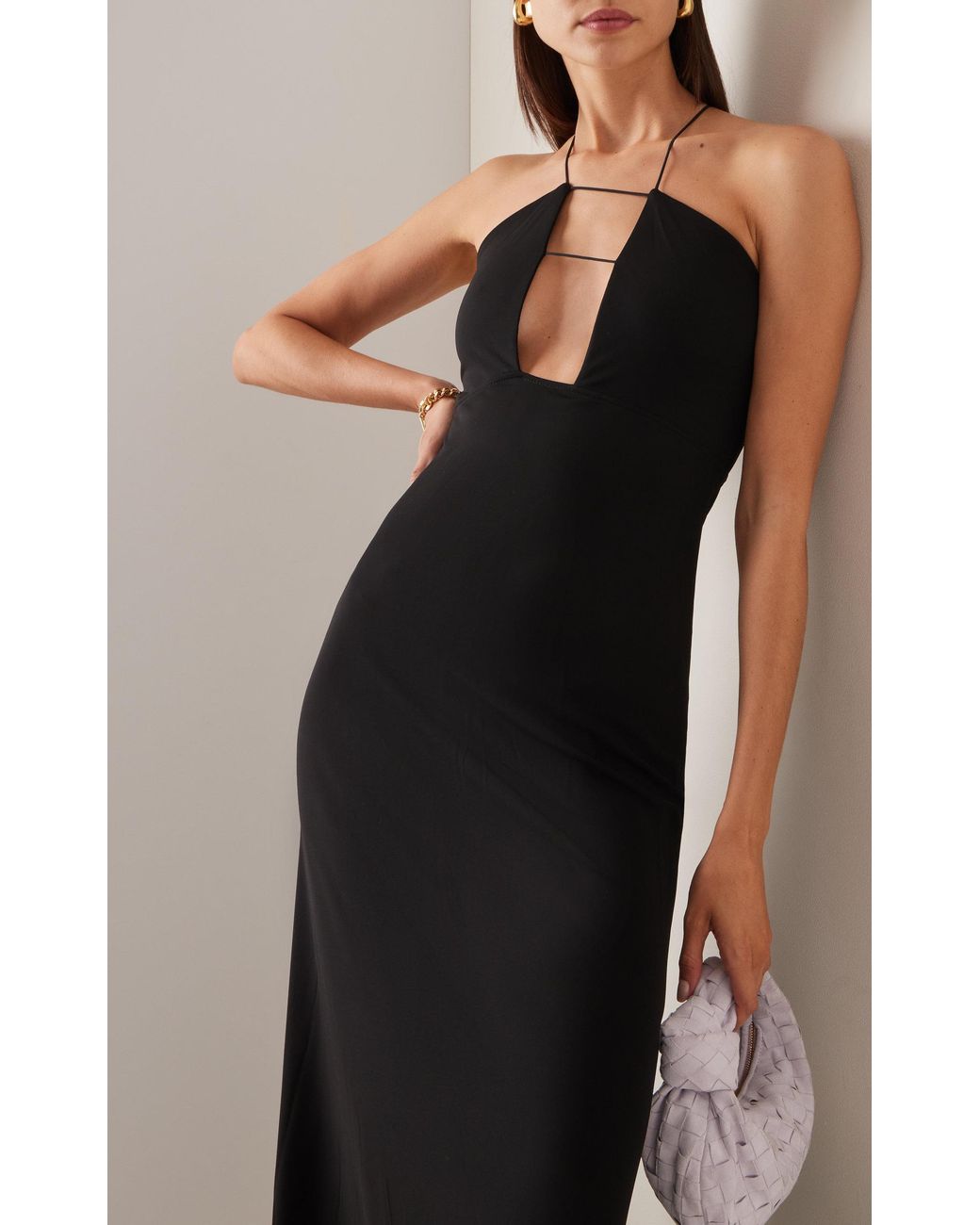victoria beckham halter neck dress Halter Neck Midi Dress In Ivory