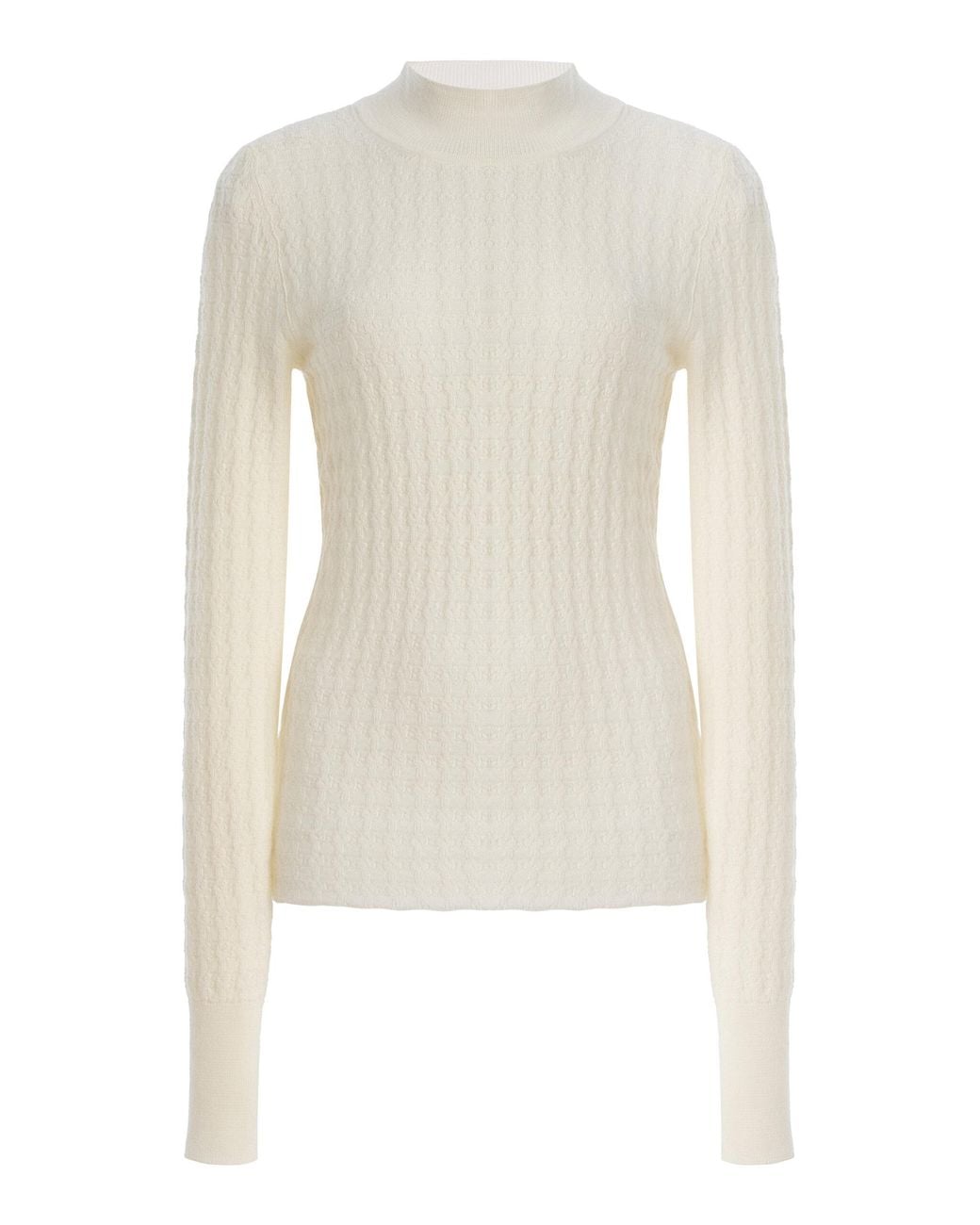 CORDOVA White Soleil Cable-Knit Merino Wool Top