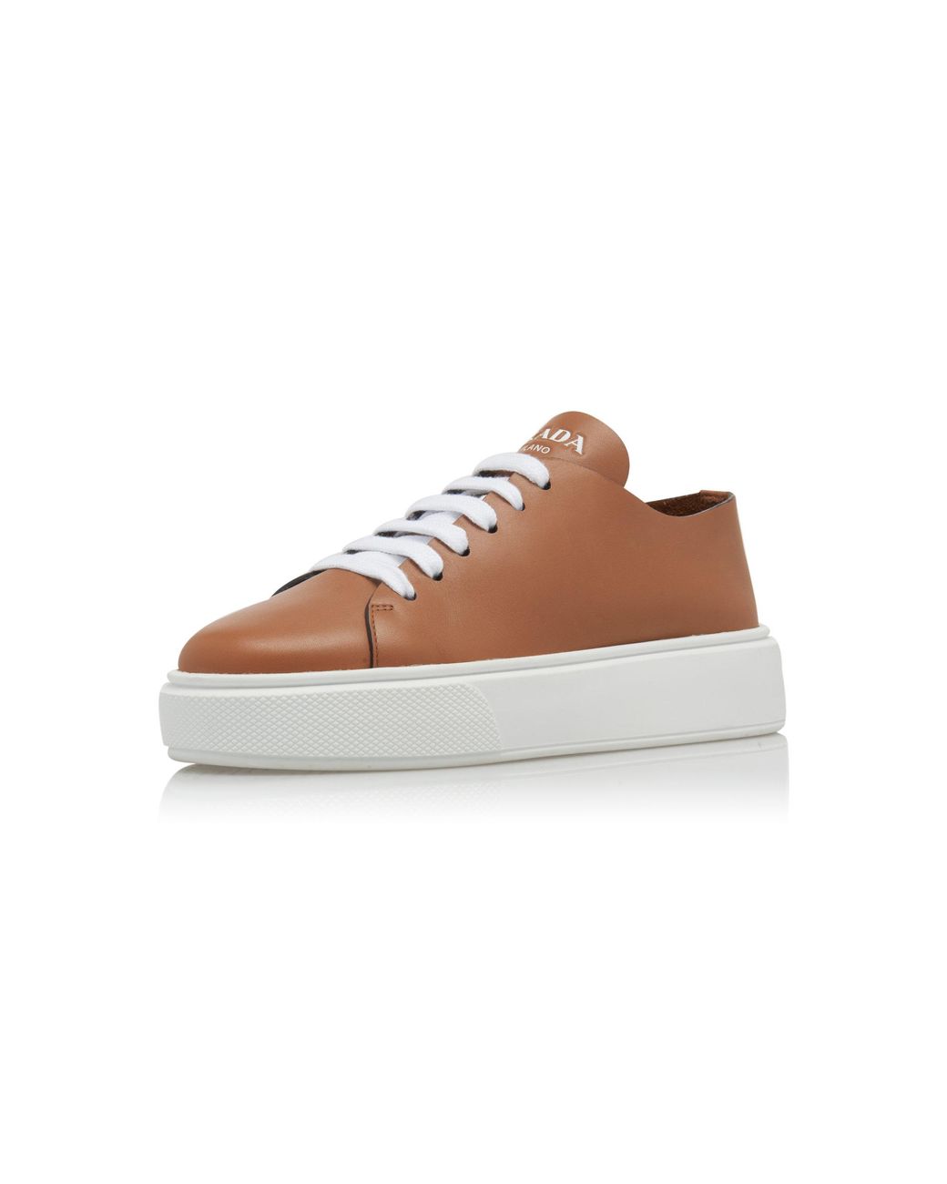 Prada Minimal Leather Trainers in Brown 