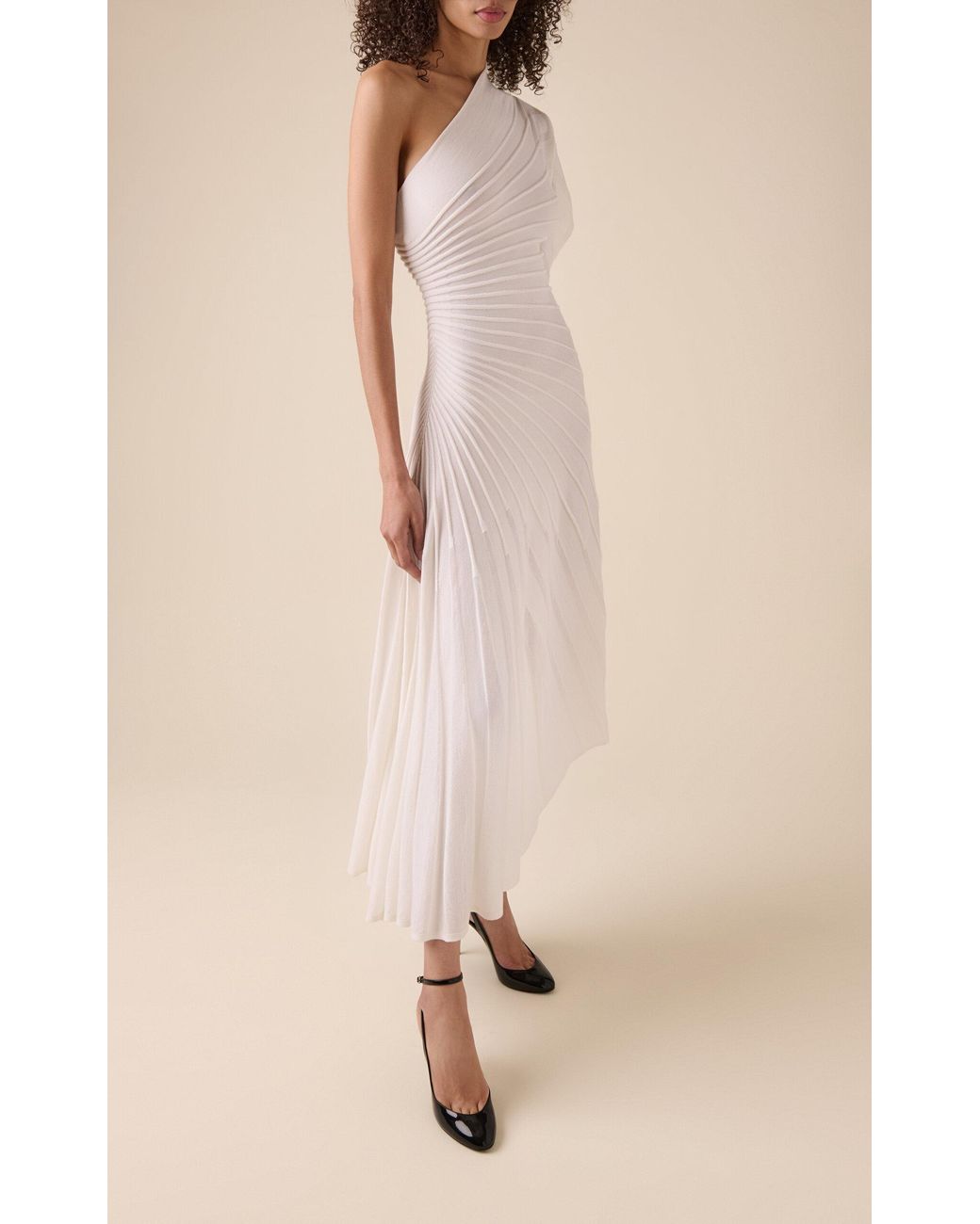 open lace back dress Alaa // Pleated One Shoulder Dress  VSP Consignment