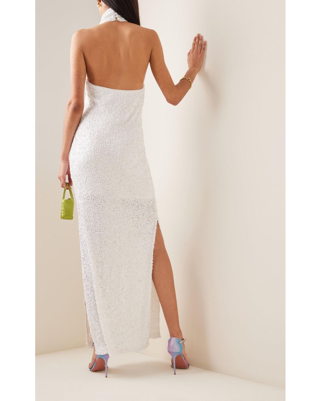 ROTATE BIRGER CHRISTENSEN Kasia Sequin Maxi Dress in White