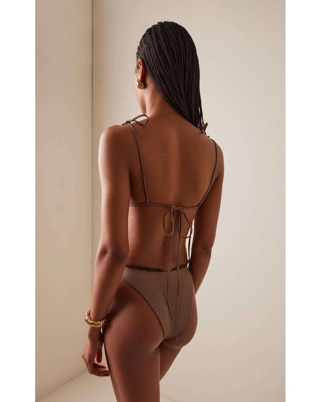 Mare Perpetua Brown Frill Essential Bikini Top