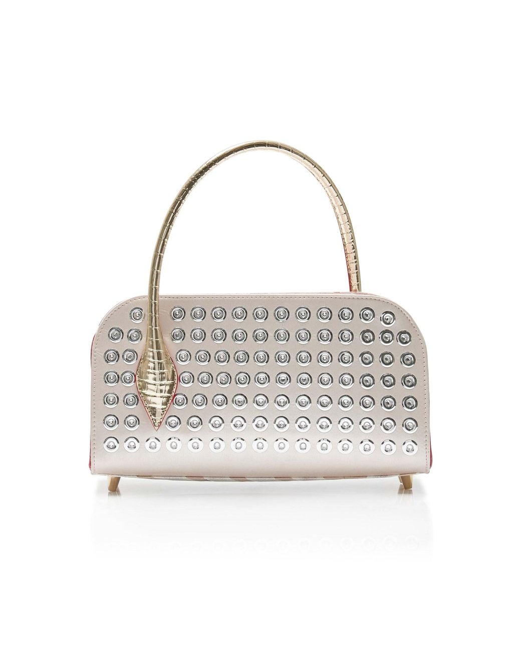 Christian Louboutin White Eloise Studded Leather Baguette Bag