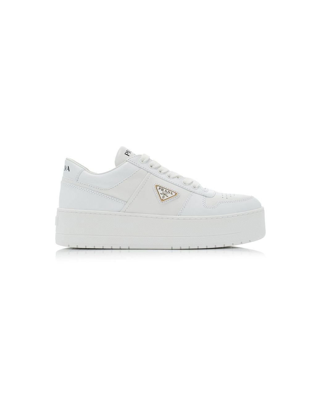 Prada White Downtown Platform Leather Sneakers