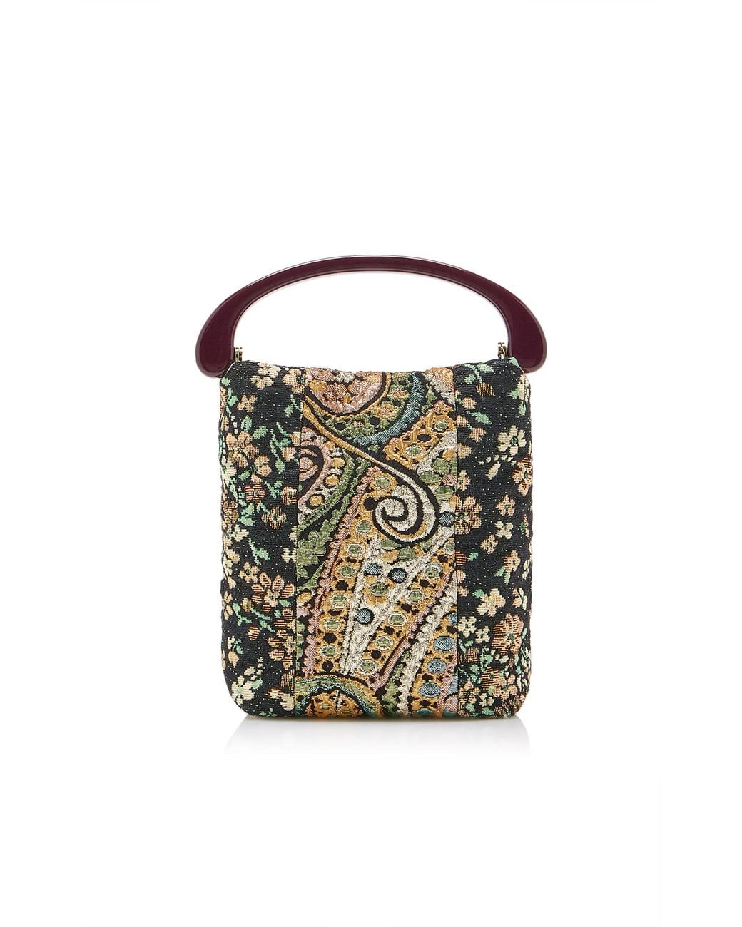 Dries Van Noten Blue Crisp Floral Jacquard Top Handle Bag