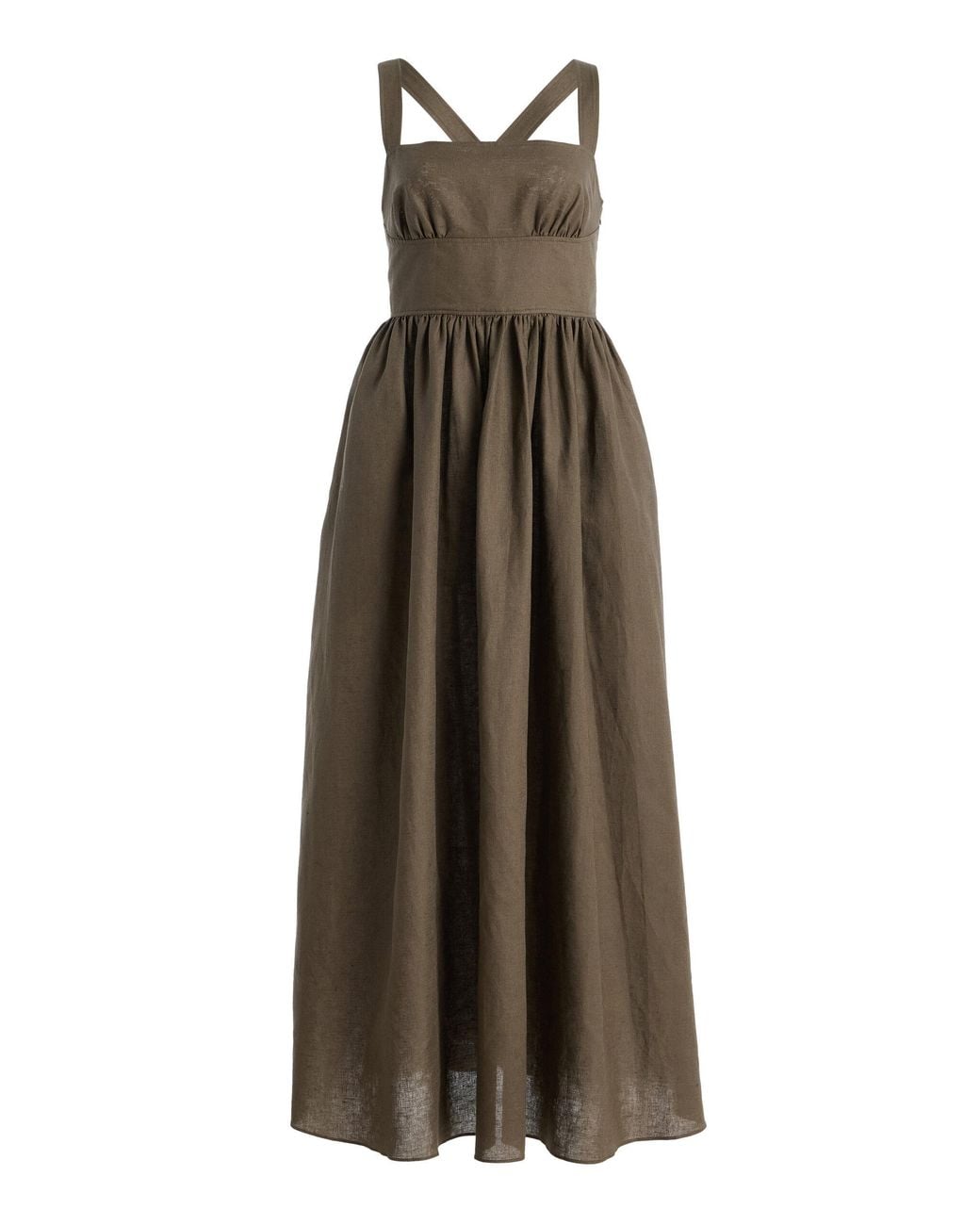 Matteau Natural Crossback Linen-Cotton Midi Dress