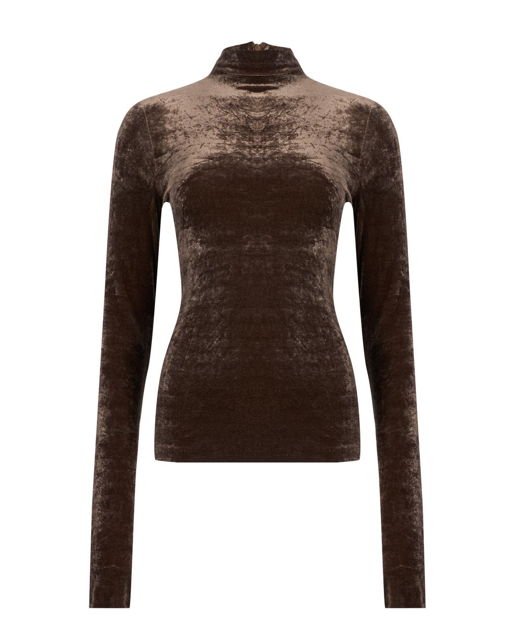 Ralph Lauren Brown Ilene Turtleneck Velvet Top