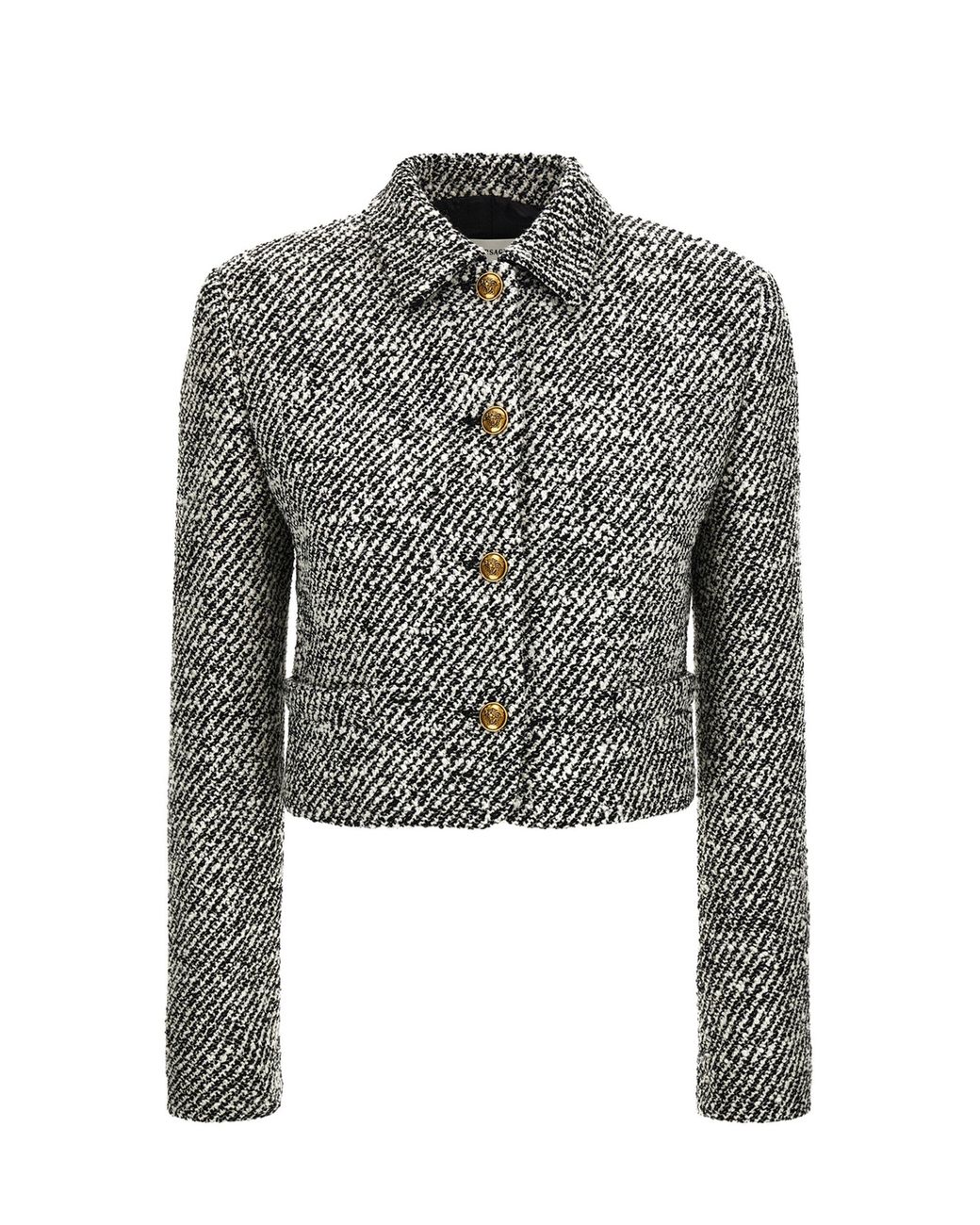 Versace Gray Wool Boucle Jacket