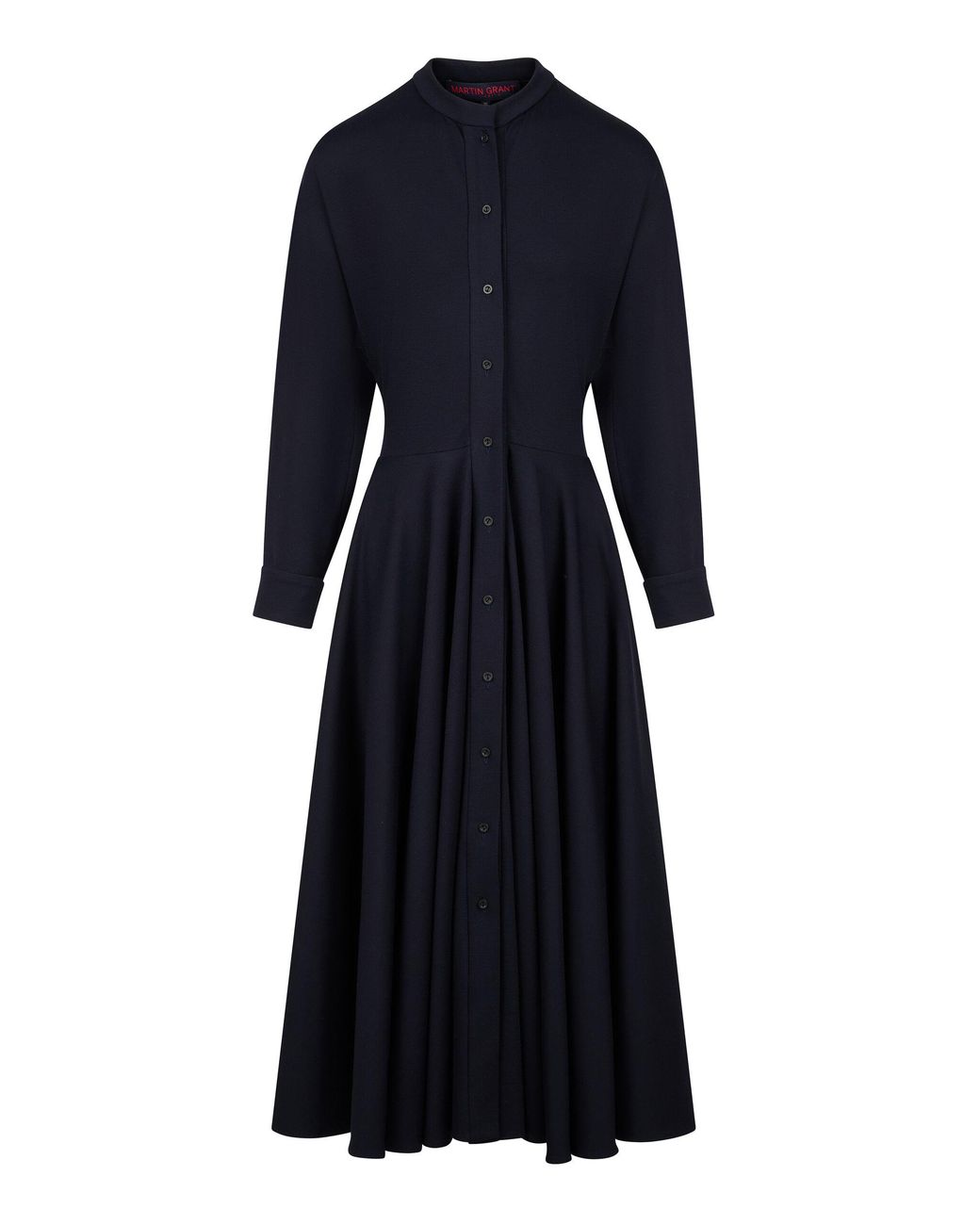 Martin Grant Black Ful- Circle Midi Dress With Kimono Sleeves
