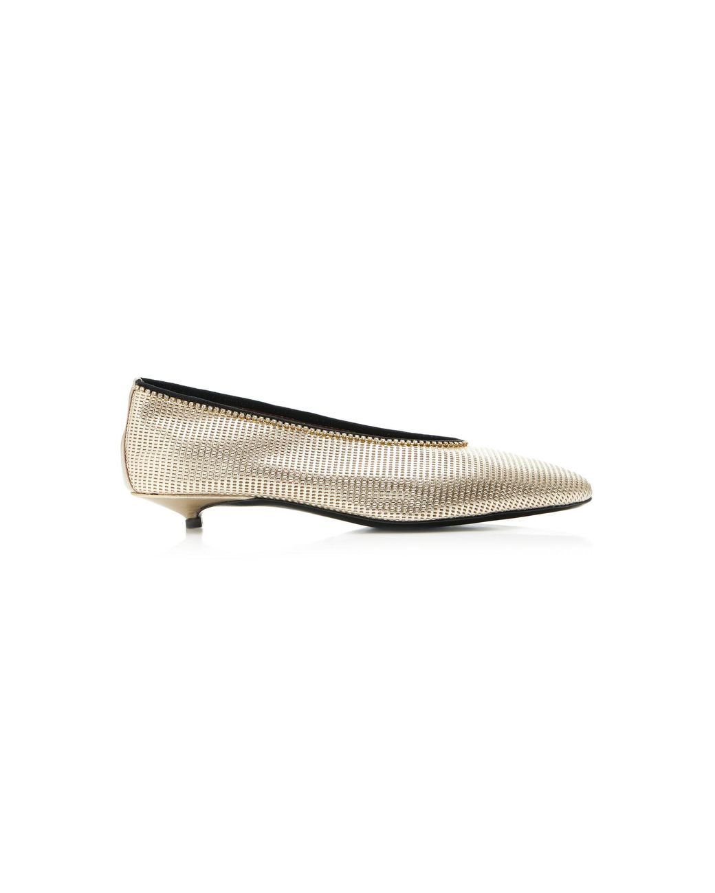 LUCASHEVA Metallic Alisa Crystal Leather Pumps