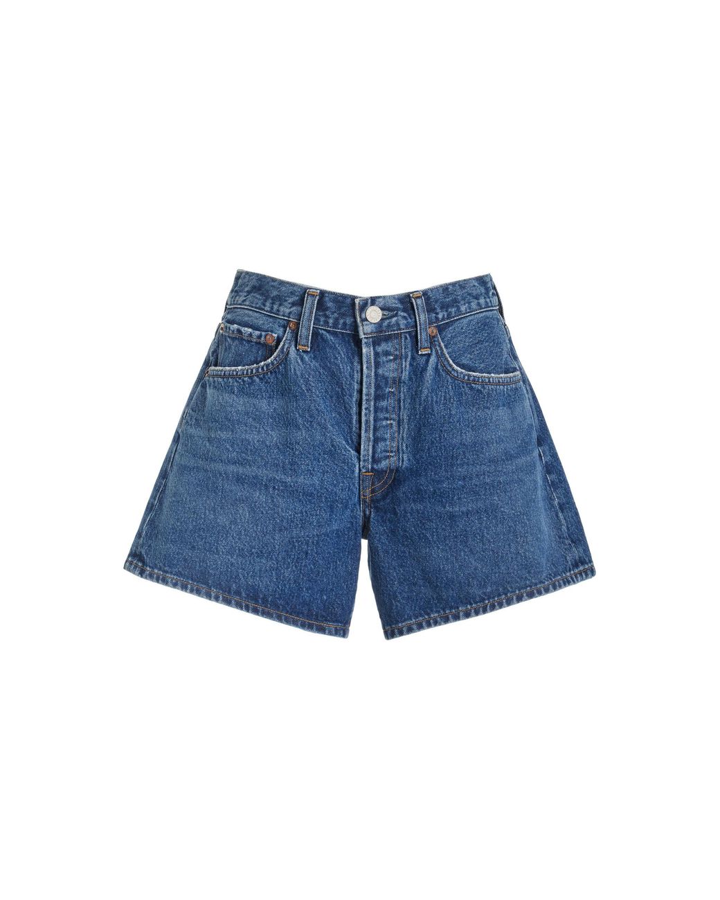 Agolde Blue Parker Long Denim Shorts