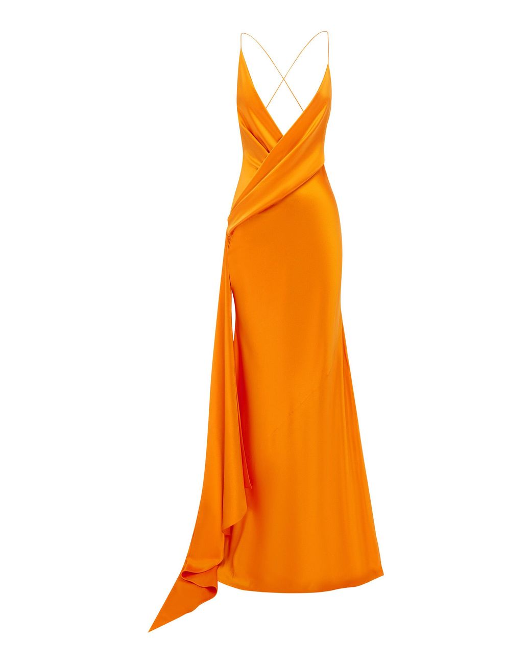 Alex Perry Orange Bikini Wrap Asymmetric Gown W/ Sash