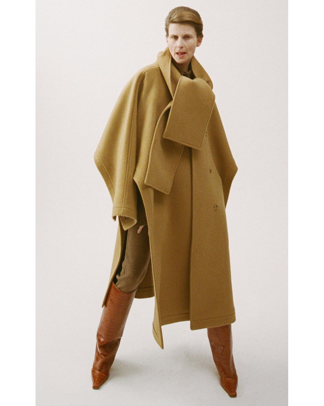 A.W.A.K.E. MODE Oversized Wool Poncho Coat in Brown | Lyst UK