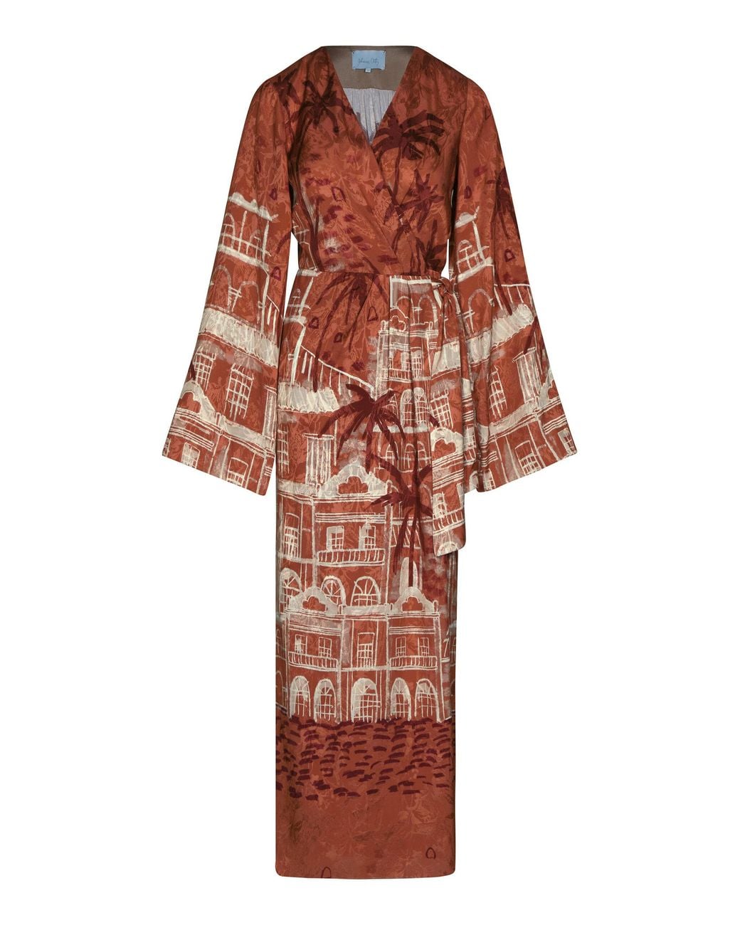 Johanna Ortiz Red Ollantay Jacquard Maxi Wrap Dress