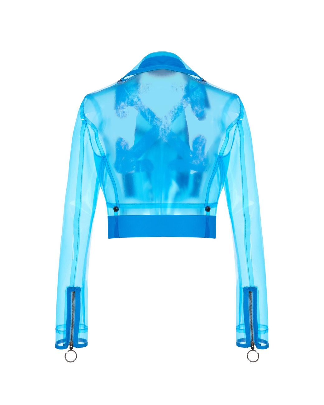 Off White c o Virgil Abloh Cropped Pvc Biker Jacket in Blue Lyst