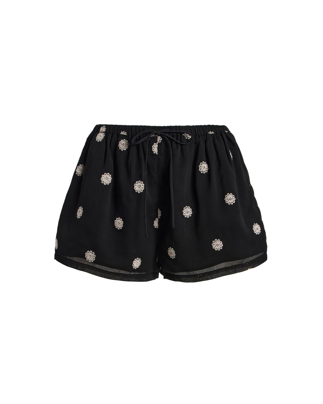 ELCE Black Elle Embroidered Crepe Shorts