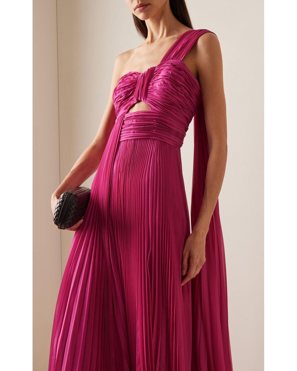 Zuhair Murad Pleated Chiffon One-shoulder Gown in Red | Lyst