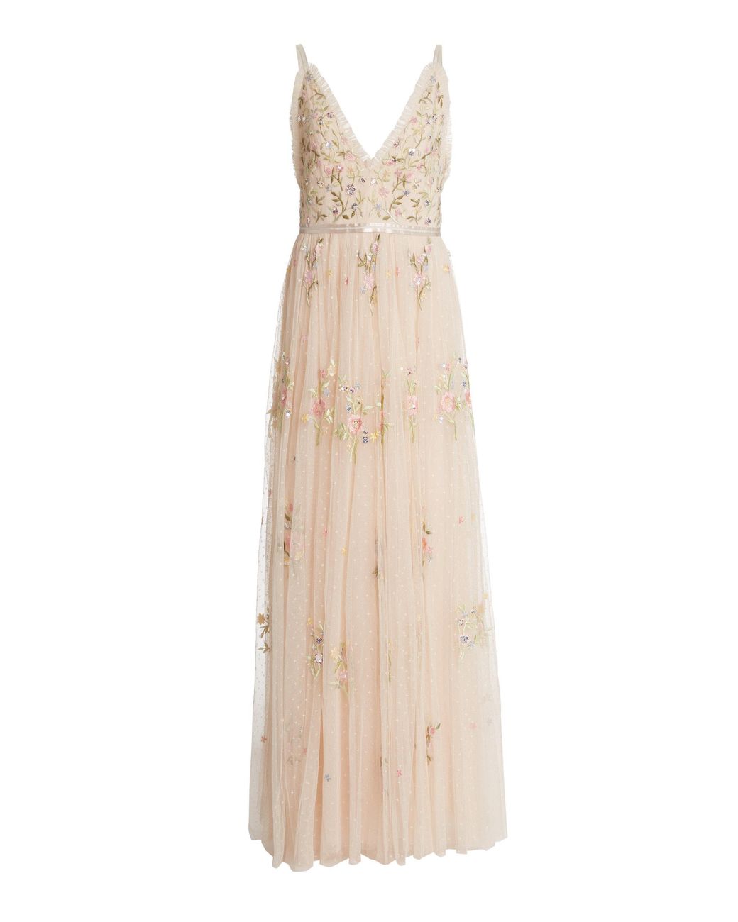 Needle & Thread Petunia Floral-embroidered Tulle Gown in Pink | Lyst ...