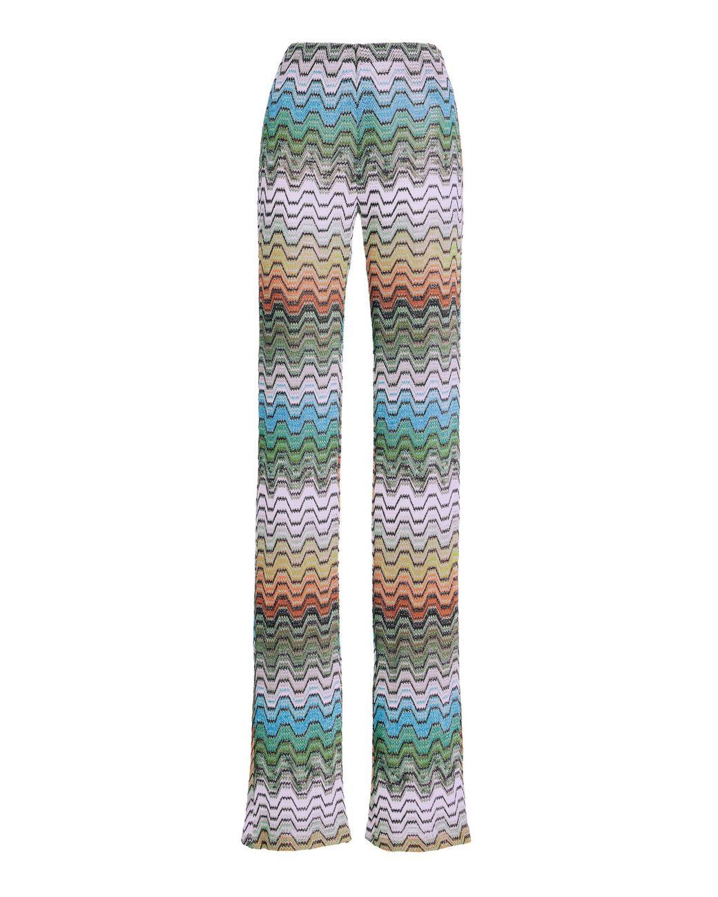 Missoni Blue Wavy Multicolored Straight-Leg Pants