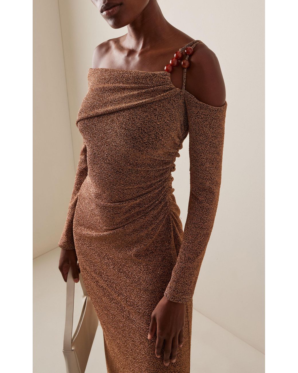 Significant Other Gia Off the shoulder Knit Gown in Brown Lyst