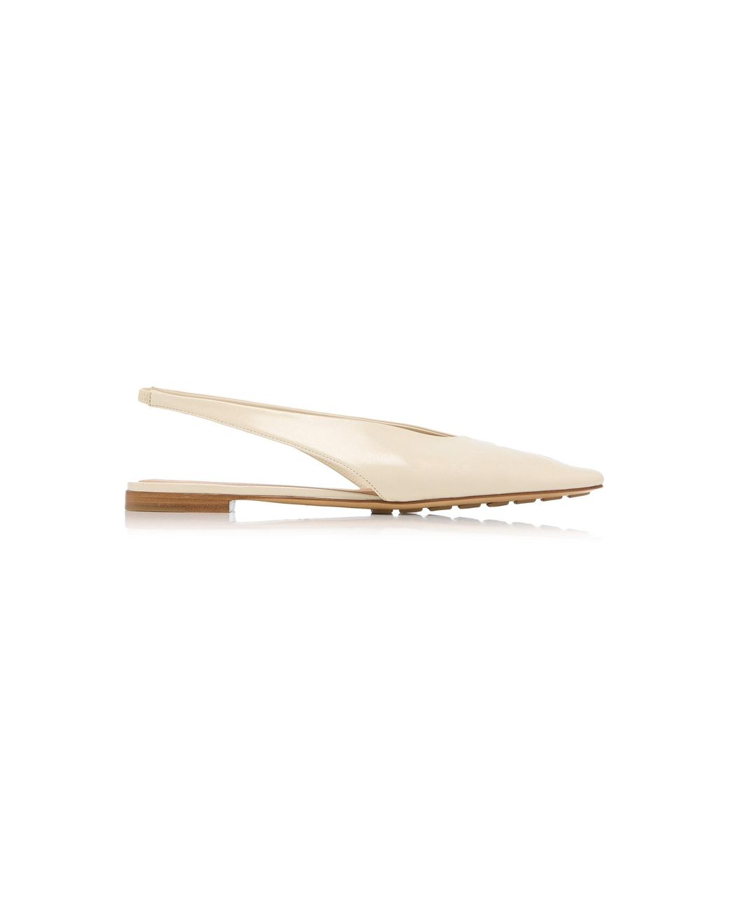 Bottega Veneta White Cushion Lux Leather Slingback Flats