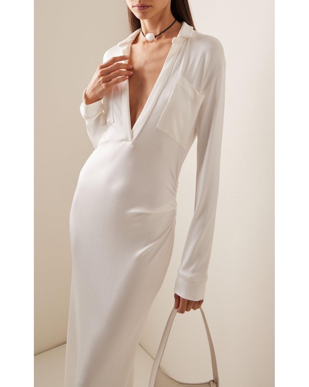 fitted lace wedding dress Sustainable Maxi Shirt Dress  Made in Portugal