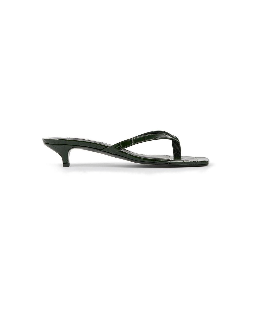 Totême Black Croc-Embossed Leather Flip-Flop Sandals