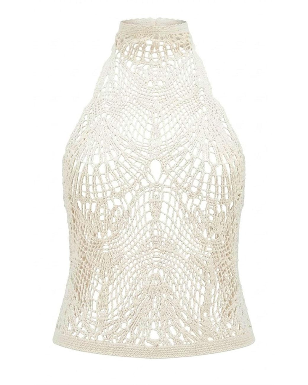 Siedres White Indy Crocheted Lace Top