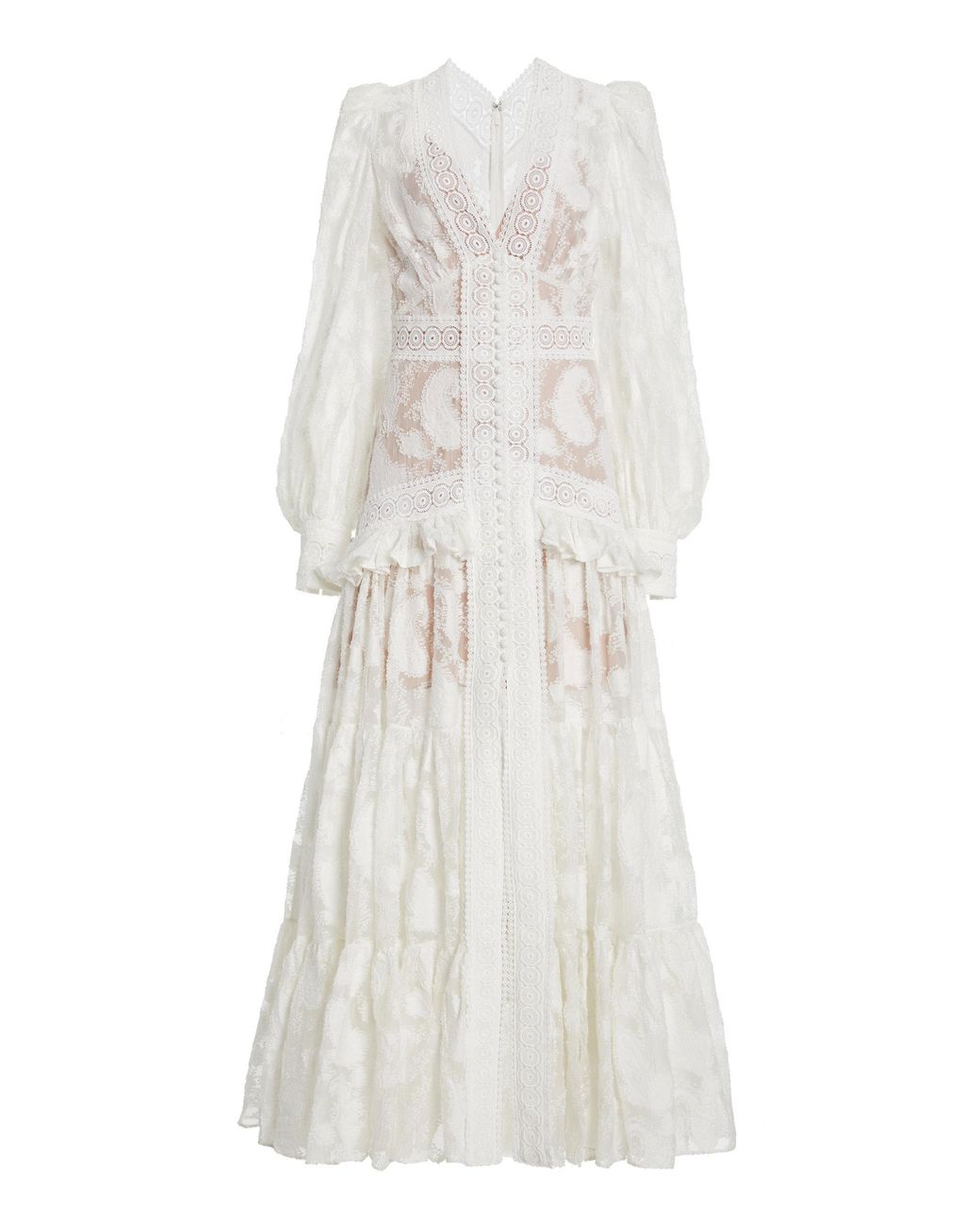 Acler Suffield Ruffled Lace Maxi Dress in White | Lyst